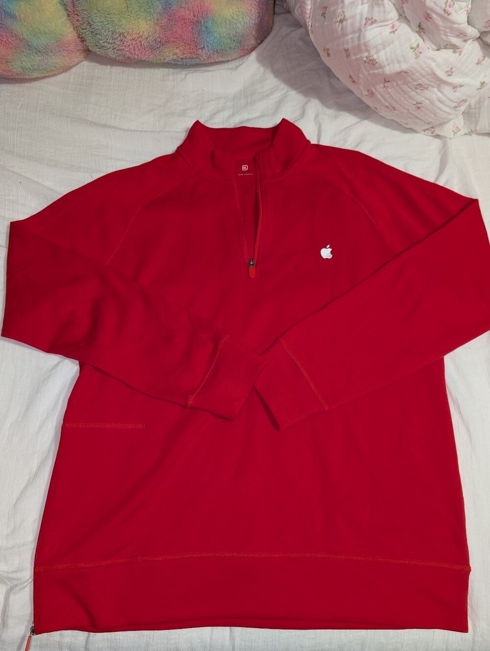 Apple Men's Red Half-Zip Pullover Sweater